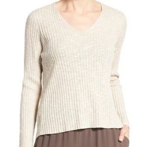 Eileen Fisher OrganicLinen & Cotton V-Neck Sweater